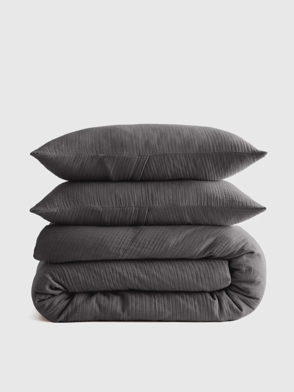 Quince Like New King/CalK Organic Cotton Gauze Duvet 3pc Set, Like New, Charcoal